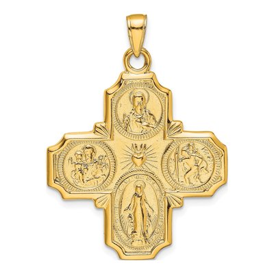 10K Yellow Gold Large Four-Way Medal Pendant