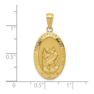 10K Yellow Gold Oval Saint Christopher Pendant – view 4