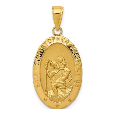 10K Yellow Gold Oval Saint Christopher Pendant