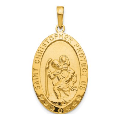 10K Yellow Gold Saint Christopher Medal Pendant