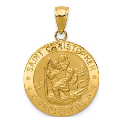 10K Yellow Gold Saint Christopher Medal Pendant