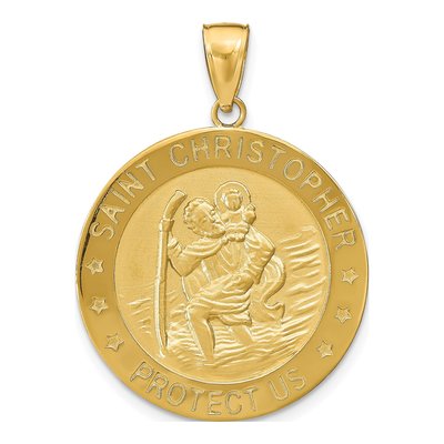 10K Yellow Gold Saint Christopher Medal Pendant