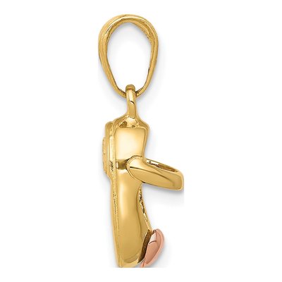 10K Two-Tone Gold 3D Baby Shoe Charm – view 3