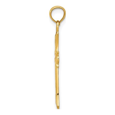 10K Yellow Gold Fleur de Lis Cross Pendant – view 3