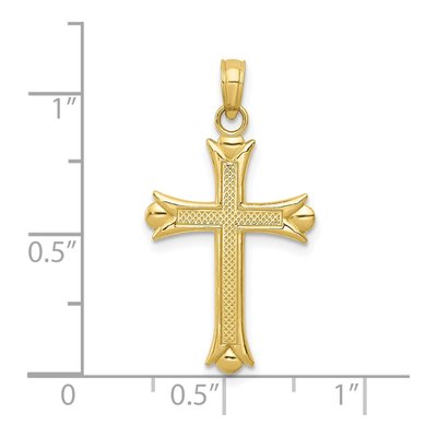 10K Yellow Gold Fleur de Lis Cross Pendant – view 4