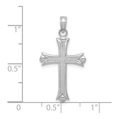 10K White Gold Fleur de Lis Cross Pendant – view 3