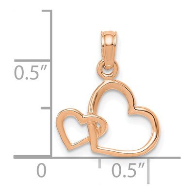 10K Rose Gold Double Heart Pendant – view 4
