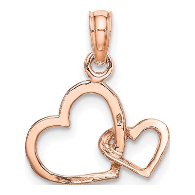 10K Rose Gold Double Heart Pendant – view 5