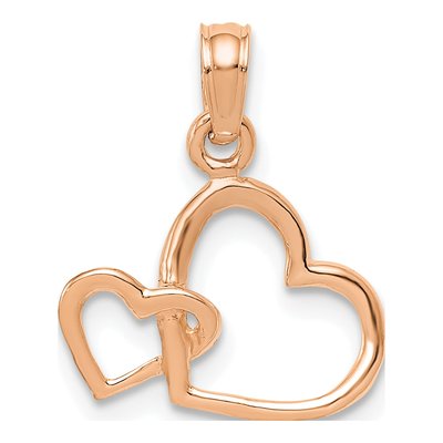 10K Rose Gold Double Heart Pendant