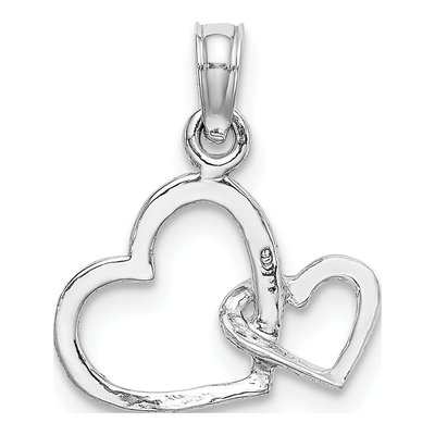 10K White Gold Intertwined Double Heart Pendant – view 5