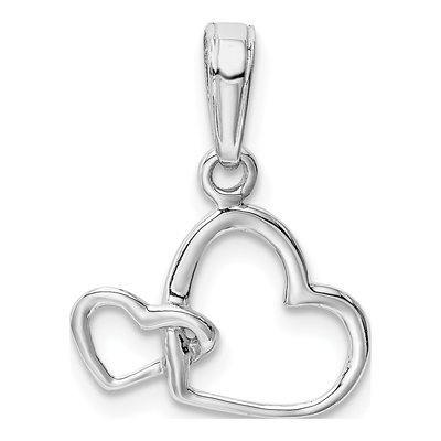 10K White Gold Intertwined Double Heart Pendant