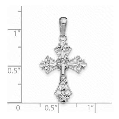 10K White Gold Filigree Cross Pendant – view 3