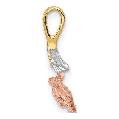 10K Gold Rose Flower Chain Slide w/ White & Rose Rhodium – view 3