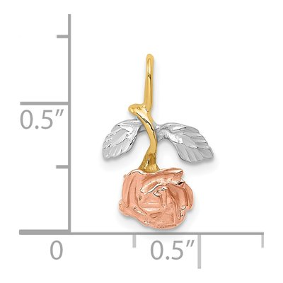 10K Gold Rose Flower Chain Slide w/ White & Rose Rhodium – view 4