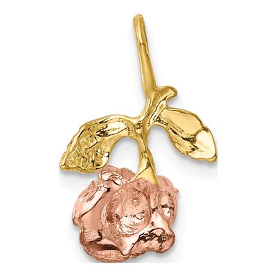 10K Gold Rose Flower Chain Slide w/ White & Rose Rhodium – view 5