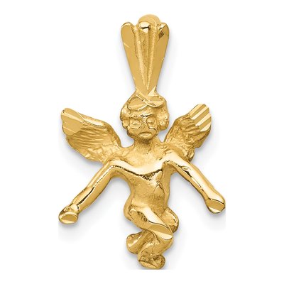 10K Yellow Gold Diamond-Cut Angel Charm