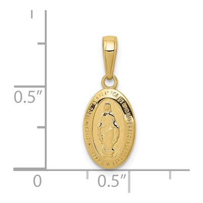10K Yellow Gold Small Oval Miraculous Medal Charm – view 4