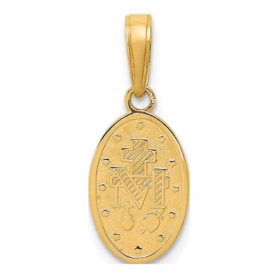10K Yellow Gold Small Oval Miraculous Medal Charm – view 5