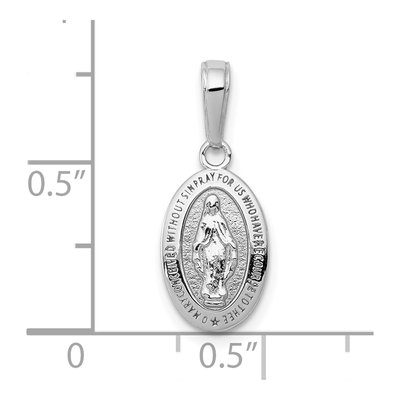 10K White Gold Small Oval Miraculous Medal Charm – view 3