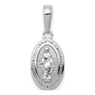 10K White Gold Small Oval Miraculous Medal Charm