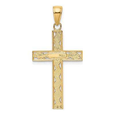 10K Yellow Gold Rope Cross Pendant – view 4