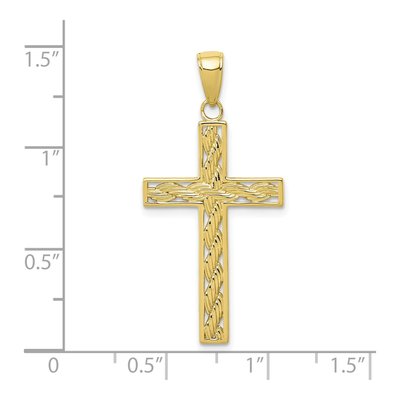 10K Yellow Gold Rope Cross Pendant – view 5
