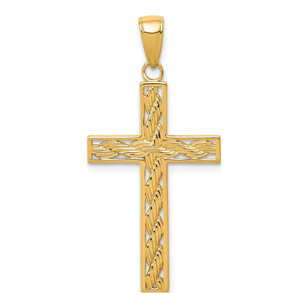 10K Yellow Gold Rope Cross Pendant