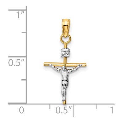 10K Two-Tone Gold INRI Crucifix Pendant – view 4