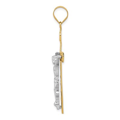 10K Two-Tone Gold Large INRI Crucifix Pendant – view 3