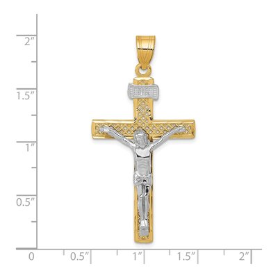 10K Two-Tone Gold Large INRI Crucifix Pendant – view 4