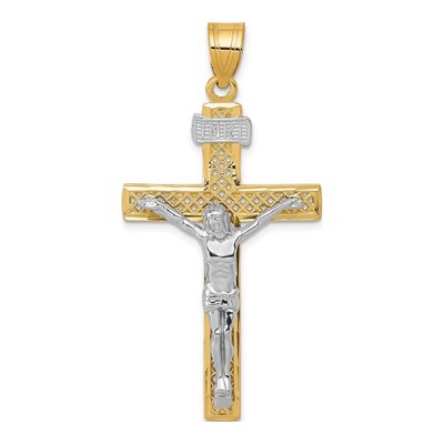 10K Two-Tone Gold Large INRI Crucifix Pendant