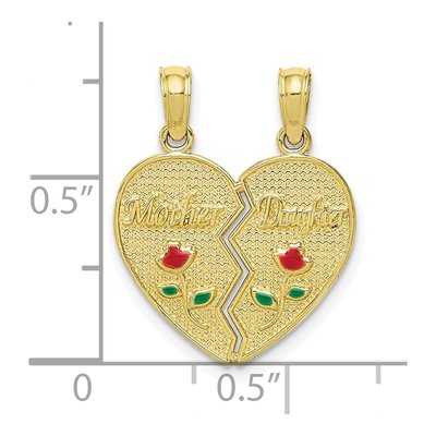 10K Yellow Gold Mother-Daughter Heart Pendant – view 5