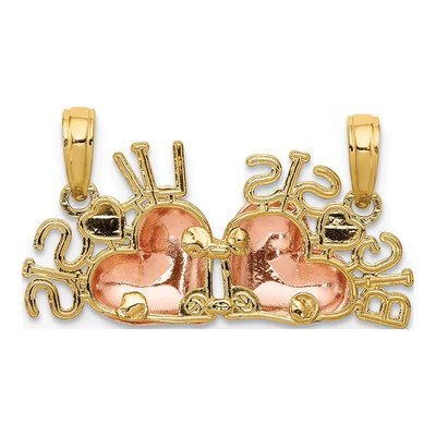10K Two-Tone Gold Big Sis Lil Break-Apart Pendant – view 5