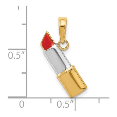 10K Yellow Gold Red Enamel Lipstick Charm – view 5