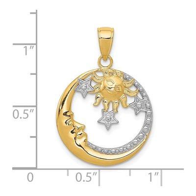 10K Yellow Gold Moon Stars Sun Pendant – view 4