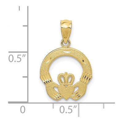10K Yellow Gold Diamond-Cut Claddagh Charm – view 4