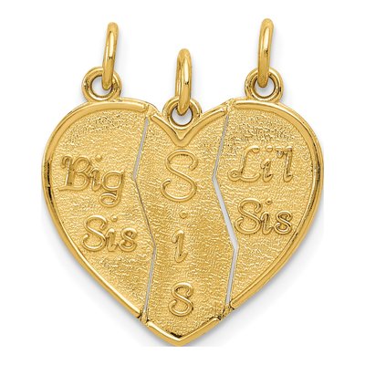 10K Yellow Gold BIG SIS LIL Set Charm