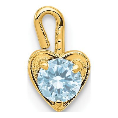 10K Yellow Gold March Birthstone Heart Charm