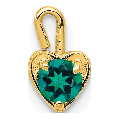 10K Yellow Gold May Green Birthstone Heart Charm