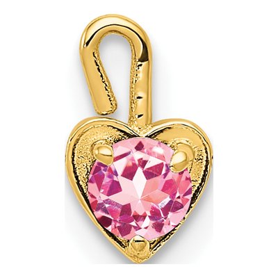 10K Yellow Gold October Birthstone Heart Charm