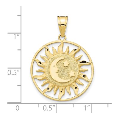 10K Yellow Gold Sun Moon Stars Pendant – view 4