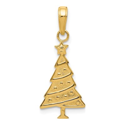 10K Yellow Gold Christmas Tree Pendant