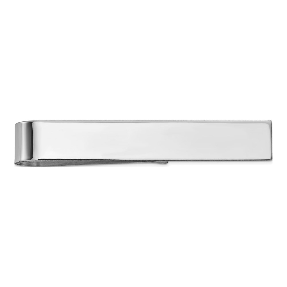 10K White Gold Polished Tie Bar, Engravable