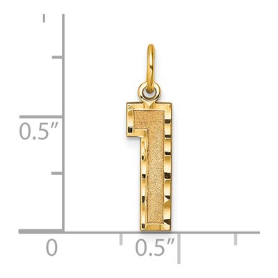 10K Yellow Gold Diamond-Cut Number 1 Charm – view 4