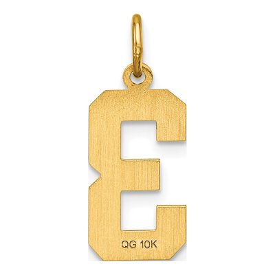 10K Yellow Gold Diamond-Cut Number 3 Charm – view 5