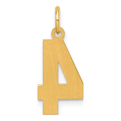 10K Yellow Gold Diamond-Cut Number 4 Charm – view 5