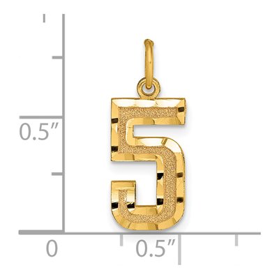 10K Yellow Gold Diamond-Cut Number 5 Charm – view 5