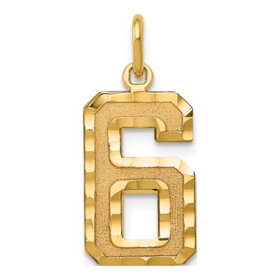 10K Yellow Gold Number 6 Pendant