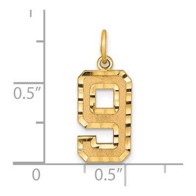 10K Yellow Gold Diamond-Cut Number 9 Charm – view 5