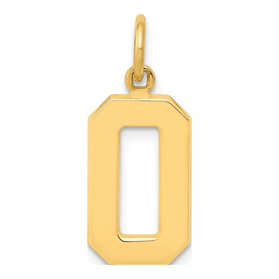 10K Yellow Gold Number 0 Charm
